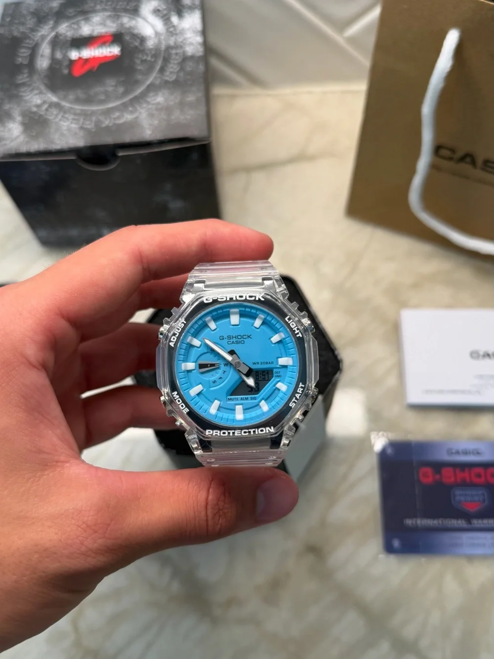 Casio G-Shock Clear, Blue Dial Resin Men's Watch